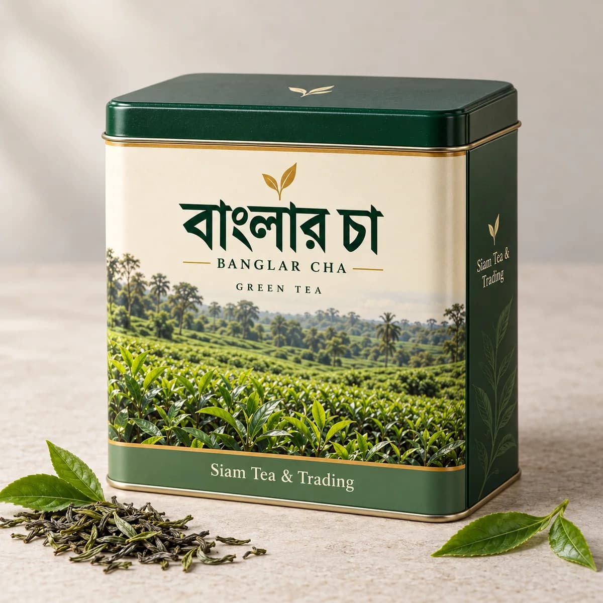 Green & grounded — Banglar Cha tea packaging